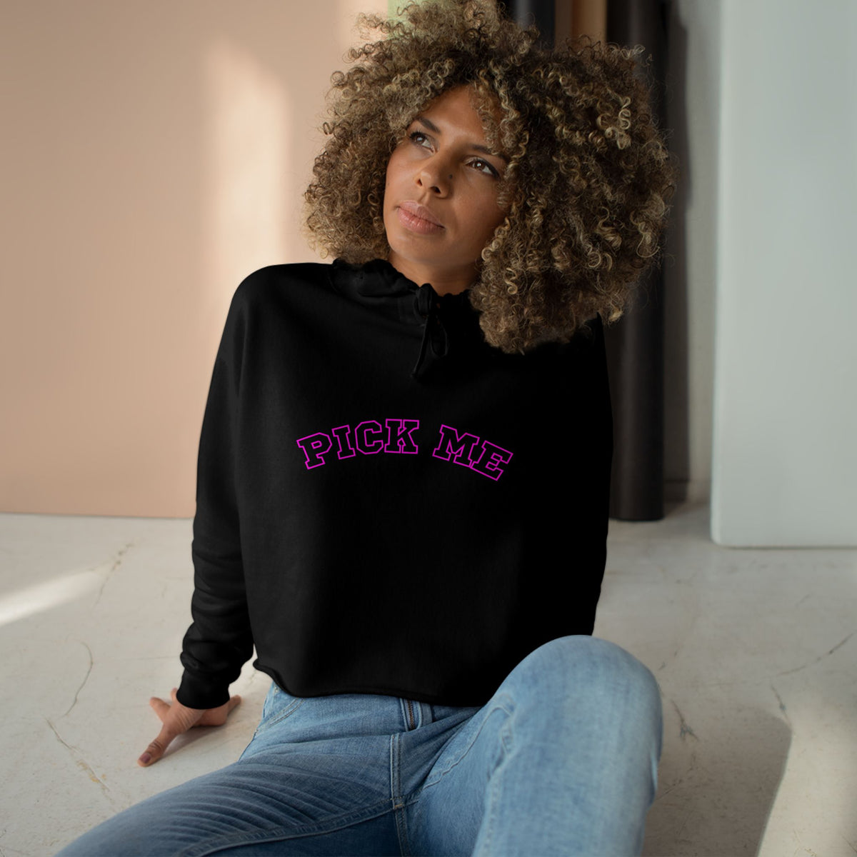 PICK ME Trendy Crop Hoodie with 'Pick Me' Design - Perfect for Casual Days, Gifts, Parties, Fashion Lovers, and Every Occasion